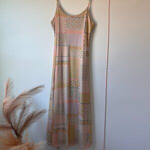 See You Monday Los Angeles Seashell Print Sheer Midi Dress | Spaghetti Strap | M